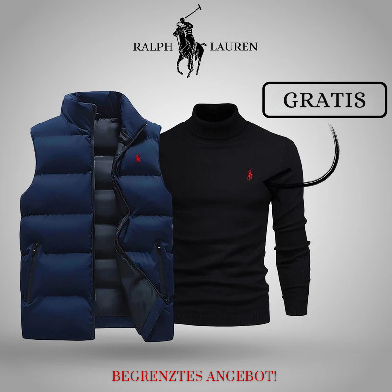 „Herren Winterweste mit Strickpullover – Premium Set in Dunkelblau.“