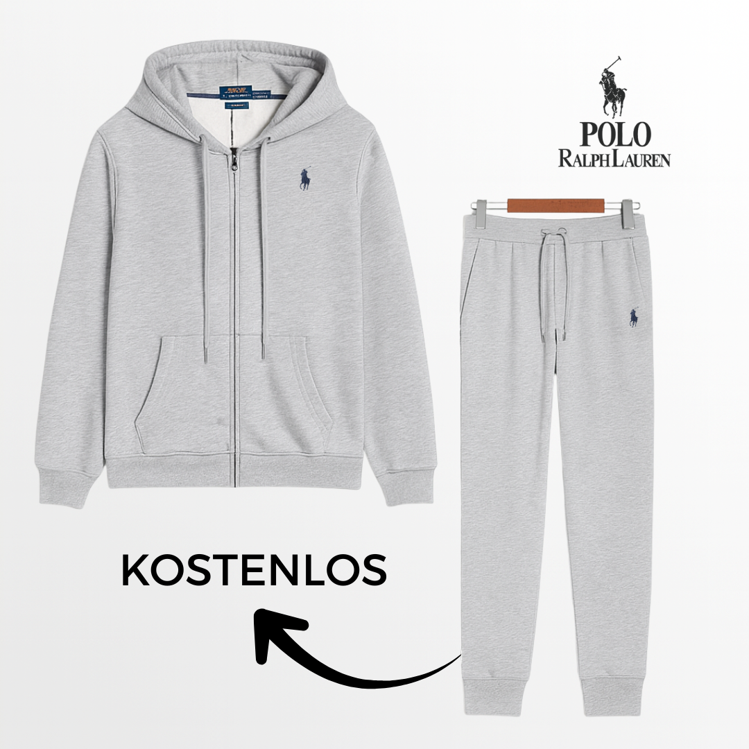 „Graues Herren Hoodie und Jogger Set – modernes Freizeit- und Sportoutfit.“